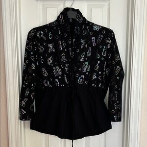 NWOT Svaha L Black Science-Themed shirt 100% cotton